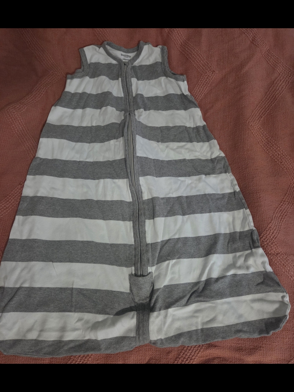 Burt's Bees Grey & White Striped Sleeveless Sleep Sack